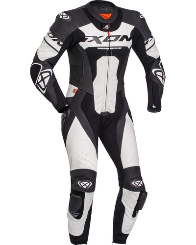 Combinaison Cuir Moto IXON Cuir Jackal noir-blanc