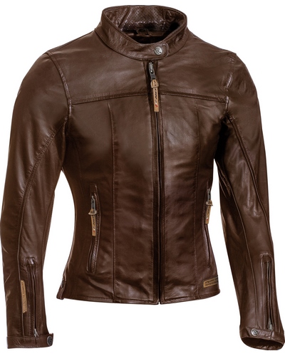 Blouson Cuir Moto IXON Cuir lady Crank marron