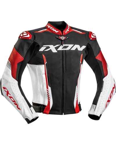 Blouson Cuir Moto IXON Cuir Vortex 2 noir-rouge