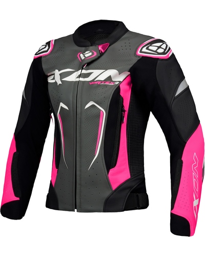 Blouson Cuir Moto IXON Cuir Vortex 3 lady noir-rose