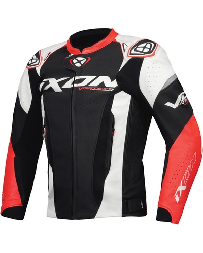 Blouson Cuir Moto IXON Cuir Vortex 3 noir-rouge