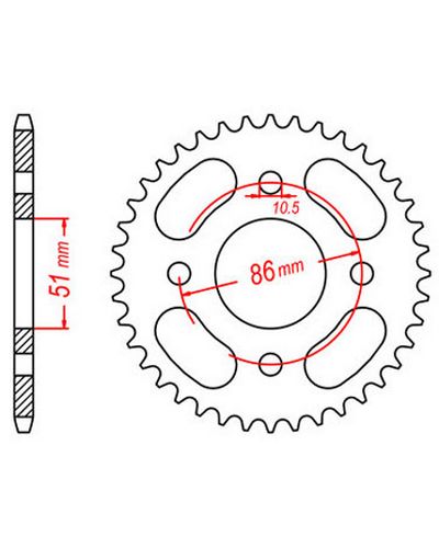 Couronne Moto JT Couronne acier JTR1208.44