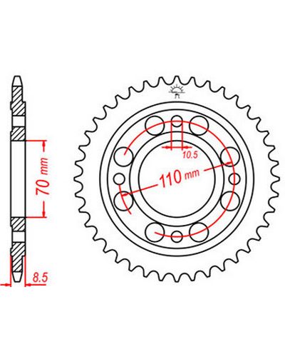 Couronne Moto JT Couronne acier JTR247.35