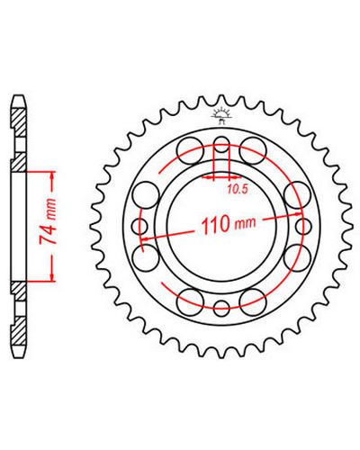 Couronne Moto JT Couronne acier JTR280.33