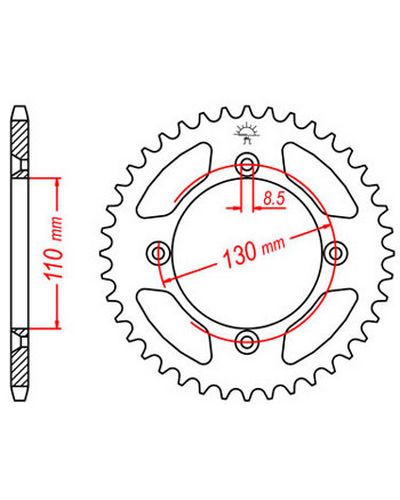 Couronne Moto JT Couronne alu JTA215.56BLK
