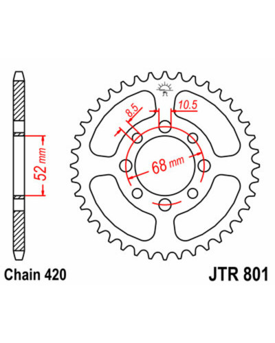 Couronne Moto JT SPROCKETS Couronne acier 33 dents JT Sprockets type 801 chaîne 420 Kawasaki KLX110