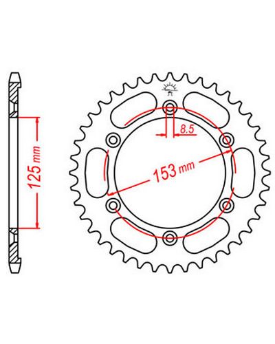 Couronne Moto JT SPROCKETS Couronne acier JTR1258.54 dents. Pas:428 Couronne Moto JT SPROCKETS Couronne acier JTR1258.54 dents. Pas:428