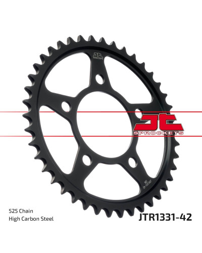 Couronne Moto JT SPROCKETS Couronne acier JTR1331ZBK.42 dents. Pas:525 (High Carbon)