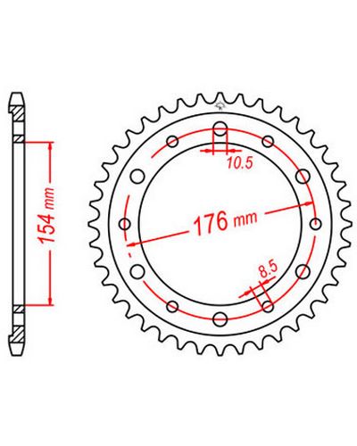 Couronne Moto JT SPROCKETS Couronne acier JTR1340.44 dents. Pas:530 Couronne Moto JT SPROCKETS Couronne acier JTR1340.44 dents. Pas:530