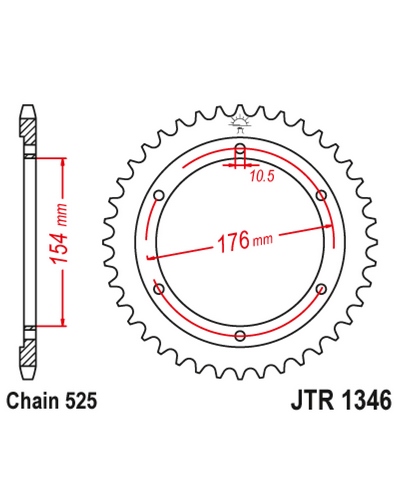 Couronne Moto JT SPROCKETS Couronne acier JTR1346.44 dents. Pas:525 Couronne Moto JT SPROCKETS Couronne acier JTR1346.44 dents. Pas:525