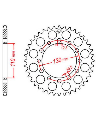 Couronne Moto JT SPROCKETS Couronne acier JTR1486.42 dents. Pas:520