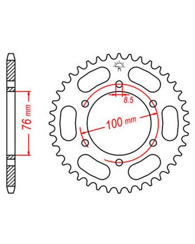 Couronne Moto JT SPROCKETS Couronne acier JTR1844.48 dents. Pas:428 Couronne Moto JT SPROCKETS Couronne acier JTR1844.48 dents. Pas:428