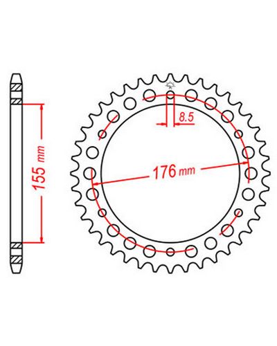 Couronne Moto JT SPROCKETS Couronne acier JTR2011.42 dents. Pas:530