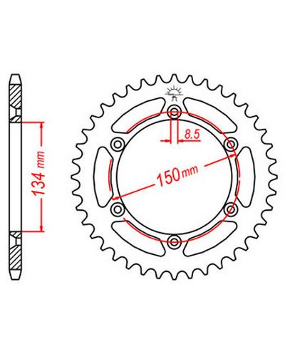 Couronne Moto JT SPROCKETS Couronne acier JTR459.52 dents. Pas:428