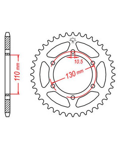 Couronne Moto JT SPROCKETS Couronne acier JTR486.42 dents. Pas:520