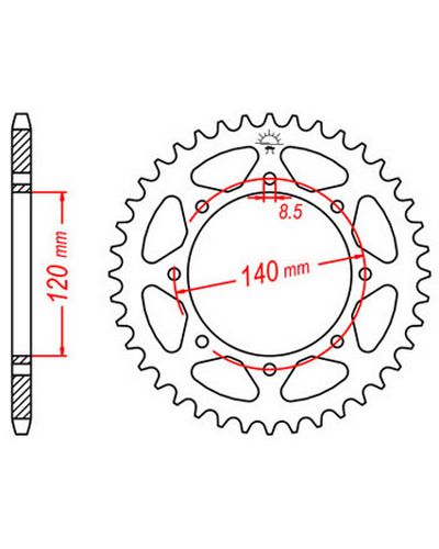 Couronne Moto JT SPROCKETS Couronne acier JTR487.43 dents. Pas:520