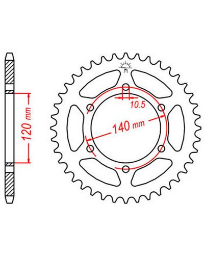 Couronne Moto JT SPROCKETS Couronne acier JTR498.44 dents. Pas:525