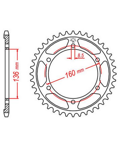 Couronne Moto JT SPROCKETS Couronne acier JTR5.43 dents. Pas:520 Couronne Moto JT SPROCKETS Couronne acier JTR5.43 dents. Pas:520