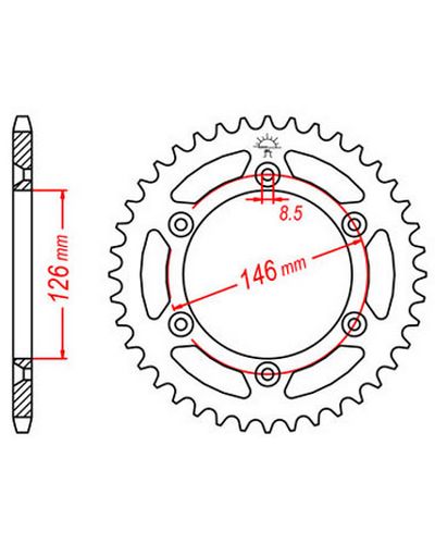 Couronne Moto JT SPROCKETS Couronne acier JTR808.53 dents. Pas:520