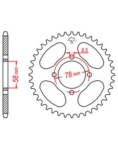 Couronne Moto JT SPROCKETS Couronne acier JTR810.41 dents. Pas:428