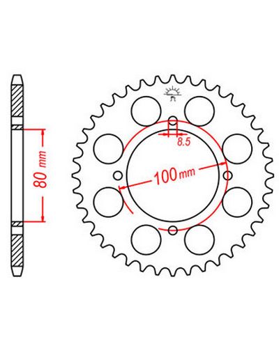 Couronne Moto JT SPROCKETS Couronne acier JTR819/2.41 dents. Pas:520