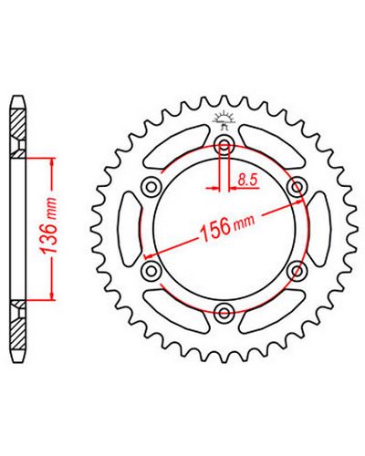 Couronne Moto JT SPROCKETS Couronne acier JTR822.51 dents. Pas:520