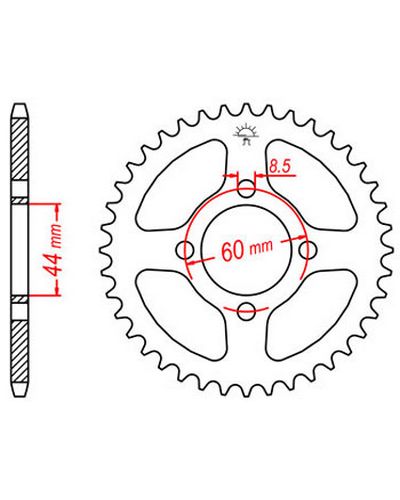 Couronne Moto JT SPROCKETS Couronne acier JTR832.38 dents. Pas:420