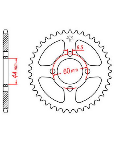 Couronne Moto JT SPROCKETS Couronne acier JTR833.49 dents. Pas:428