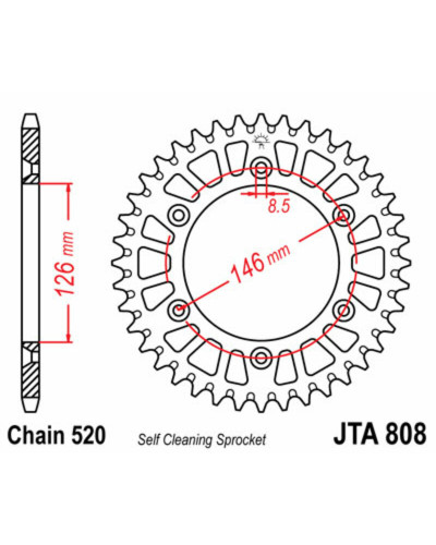 Couronne Moto JT SPROCKETS COURONNE ALU 46 DENTS POUR RM/RM-Z125,250,450 '88-08