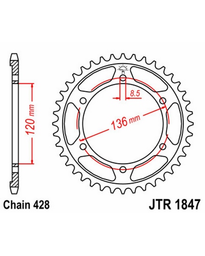 Couronne Moto JT SPROCKETS Couronne JT SPROCKET acier standard- 428