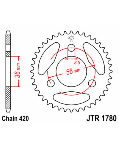 Couronne Moto JT SPROCKETS Couronne JT SPROCKETS 28 dents acier pas 420 type 1780 Suzuki JR50