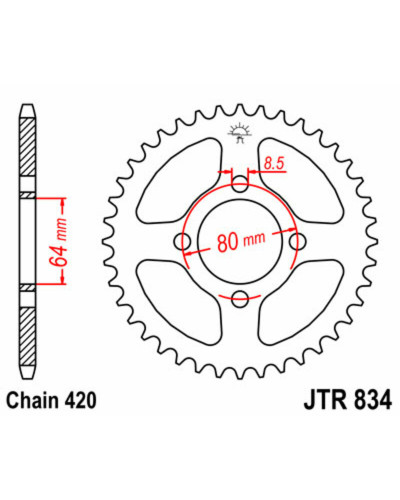 Couronne Moto JT SPROCKETS Couronne JT SPROCKETS 32 dents acier pas 420 type 834 Yamaha PW80