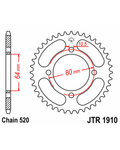 Couronne Moto JT SPROCKETS Couronne JT SPROCKETS 32 dents acier pas 520 type 1910