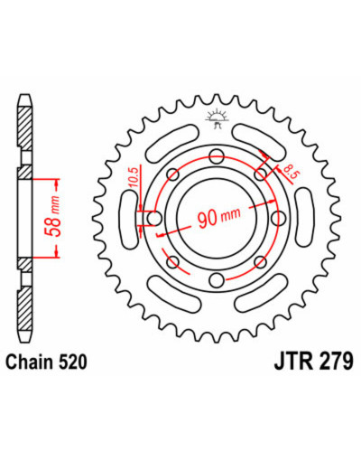 Couronne Moto JT SPROCKETS Couronne JT SPROCKETS 32 dents acier pas 520 type 279 Honda CA250 Rebel