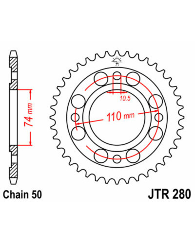 Couronne Moto JT SPROCKETS Couronne JT SPROCKETS 33 dents acier pas 530 type 280