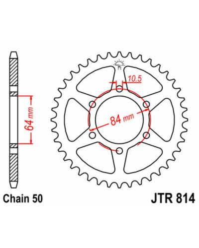 Couronne Moto JT SPROCKETS Couronne JT SPROCKETS 33 dents acier pas 530 type 814