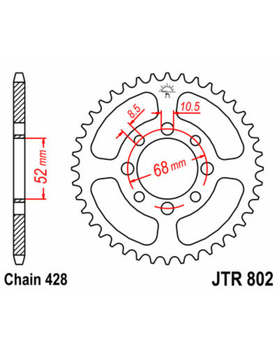 Couronne Moto JT SPROCKETS Couronne JT SPROCKETS 34 dents acier pas 428 type 802