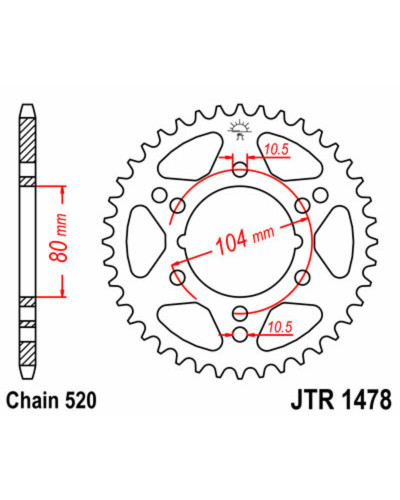 Couronne Moto JT SPROCKETS Couronne JT SPROCKETS 34 dents acier pas 520 type 1478 Polaris