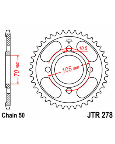 Couronne Moto JT SPROCKETS Couronne JT SPROCKETS 34 dents acier pas 530 type 278