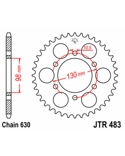 Couronne Moto JT SPROCKETS Couronne JT SPROCKETS 35 dents acier pas 630 type type 483