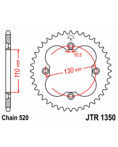 Couronne Moto JT SPROCKETS Couronne JT SPROCKETS 36 dents acier pas 520 type 1350