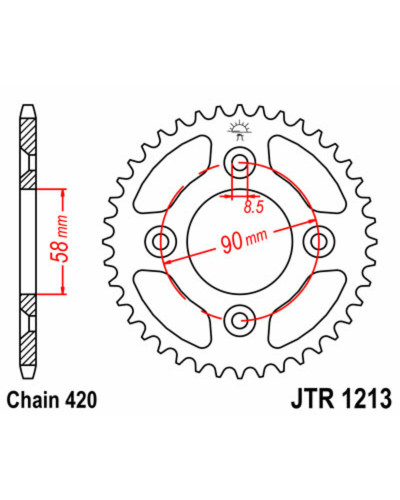 Couronne Moto JT SPROCKETS Couronne JT SPROCKETS 37 dents acier pas 420 type 1213 Honda CRF50F