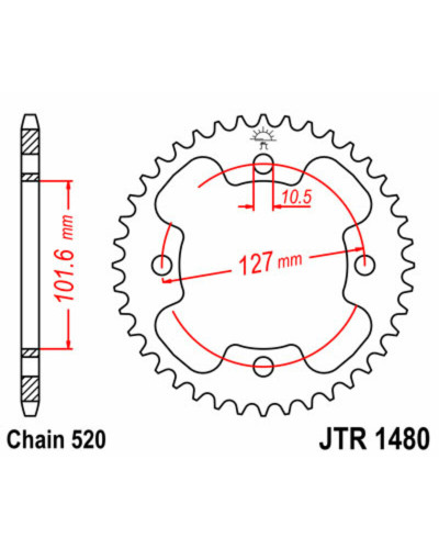 Couronne Moto JT SPROCKETS Couronne JT SPROCKETS 37 dents acier pas 520 type 1480 Polaris