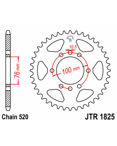 Couronne Moto JT SPROCKETS Couronne JT SPROCKETS 37 dents acier pas 520 type 1825