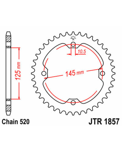 Couronne Moto JT SPROCKETS Couronne JT SPROCKETS 37 dents acier pas 520 type 1857