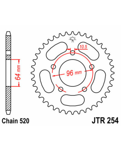 Couronne Moto JT SPROCKETS Couronne JT SPROCKETS 37 dents acier pas 520 type 254