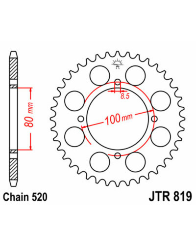 Couronne Moto JT SPROCKETS Couronne JT SPROCKETS 37 dents acier pas 520 type 819