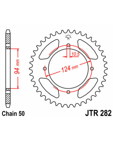 Couronne Moto JT SPROCKETS Couronne JT SPROCKETS 37 dents acier pas 530 type 282