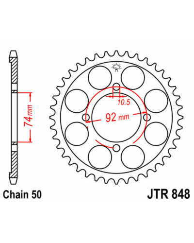 Couronne Moto JT SPROCKETS Couronne JT SPROCKETS 37 dents acier pas 530 type 848