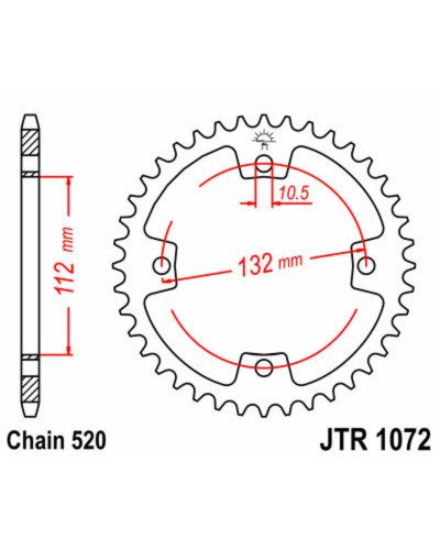 Couronne Moto JT SPROCKETS Couronne JT SPROCKETS 38 dents acier pas 520 type 1072